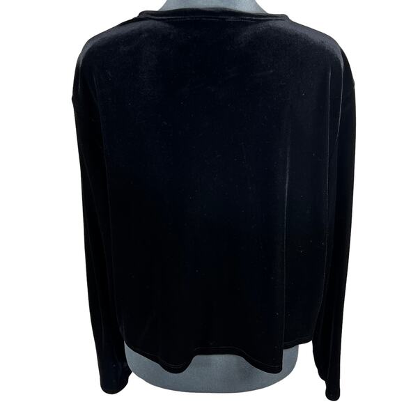 Vintage Black Velvet Whimsigoth Cardigan Sweater Sz Large 1 High Button Glam Emo - Picture 5 of 9